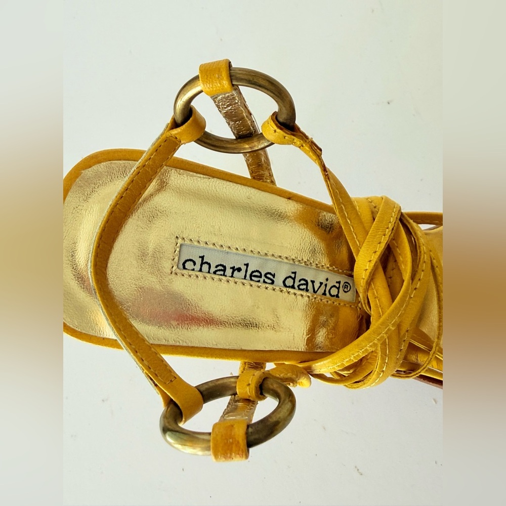 Charles David Mustard Yellow Strappy Sandals - Picture 5 of 9